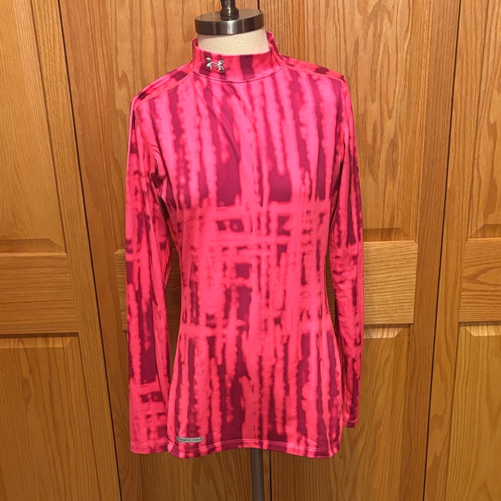 Under Armour Women's Hot Pink Patterned Long-Sleeve Mock Neck Top